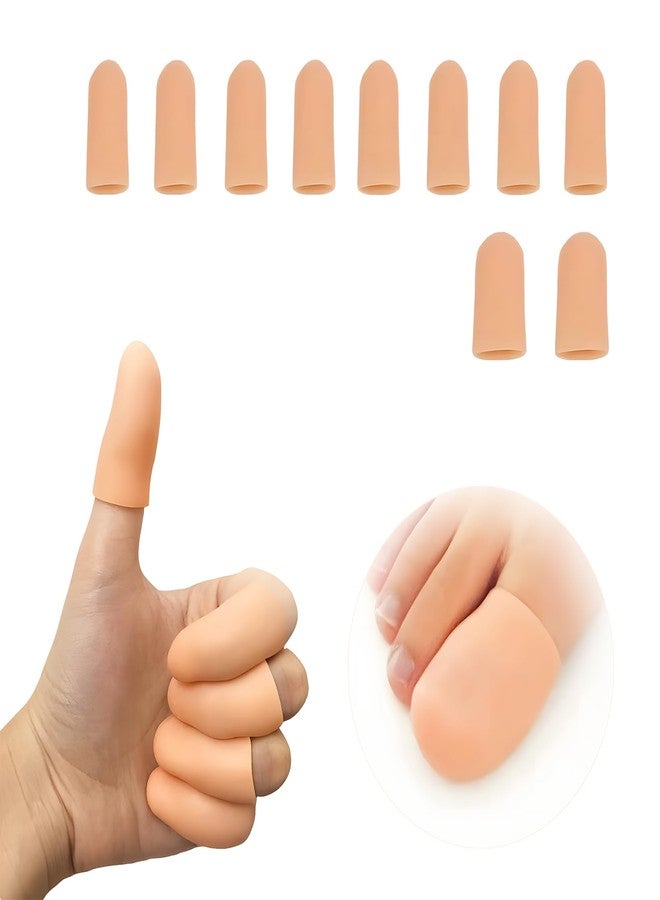 Creztail 10PCS Silicone Finger Protectors Cots Thumb Protector - Waterproof Finger Protector for Cuts, Injuries & Crafting, Fingertip Protector Glove That Covers Thumb Finger Covers(Medium & Large, Nude) - Image 1